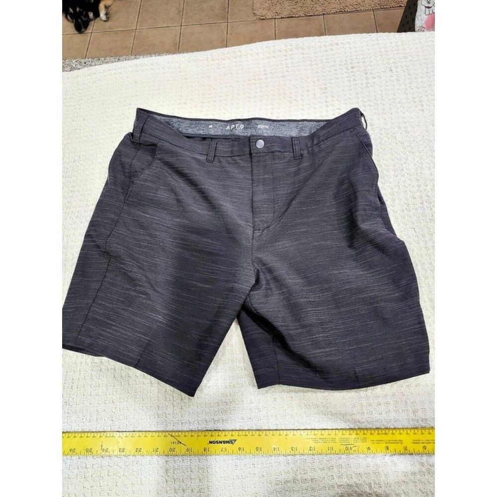 APT.9 Premier Flex Shorts Flat Front Shorts Dark Gray Waist 38